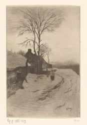Farms Along a Road with Bare Trees