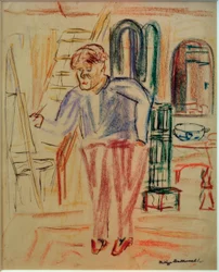 Kirchner at the Easel in His Studio
