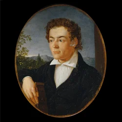 Bust of a Young Man in Front of an Evening Landscape