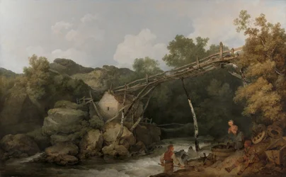 A View Near Matlock, Derbyshire with Figures Working Beneath a Wooden Conveyor