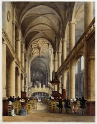 Interior of the Church St Etienne du Mont - in Promenade dans Paris et ses environs, drawings by Jacottet and Benoist, ed. Gihaut Frères
