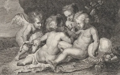 A Group of Three Children and a Putto with Fruit and a Lamb, ca. 1760-1801