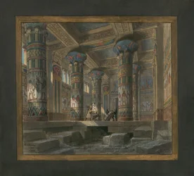 Scenography of Philippe Chaperon for the opera Aida by Giuseppe Verdi (1813-1901): the temple of Isis