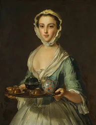 A Young Woman Holding a Tea Tray Possibly Hannah, the Artist