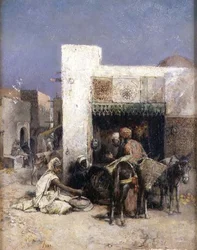 Arabs outside a house