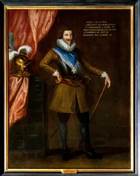 Portrait of Philippe de Bethune, brother of Sully, ambassador to Rome. He has the necklace of the insignia of the Order of the Holy Spirit. Painting attributed to Philippe De Champaigne