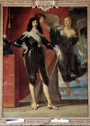 Portrait of Louis XIII (1601-1643) crowned by Victory. Painting by Philippe de Champaigne (1602-1674)