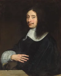 Portrait of a gentleman, traditionally identified as Noël de Bullion, half-length, in black with lace collar and sleeve, his gloves in his left hand, 1656