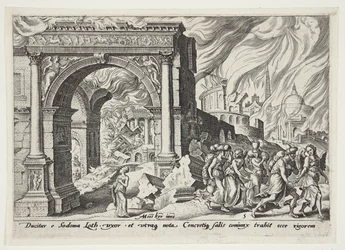 Lot and His Family Leaving the Burning Sodom