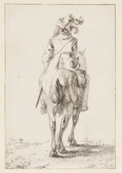 Rider on Horseback, Seen from Behind