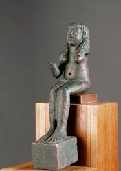 Phoenician Art: Representation of the Deity Astarte. Bronze Sculpture from the 7th Century BC. From the Shrine of Carambolo in Spain. Seville, Archeological Museum