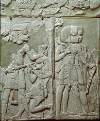 Phoenician Civilization: Bed Ornament with a Low Ivory Relief Representing a King Threatening Enemy