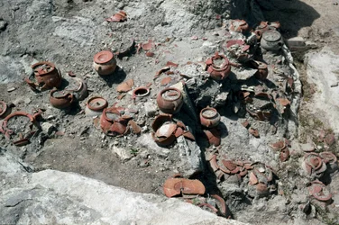 Remains of vases from the tophet of the Punic City of Sulcis (late 8th century BC)
