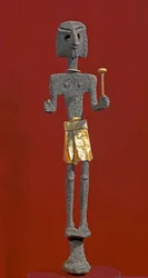 Phoenician art: statuette of divinity in silver and gold. 20th or 19th century BC. From Ras Shamra (Ugarit)