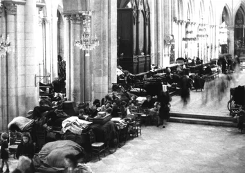 People taking refuge in Caen Cathedral, July 1944