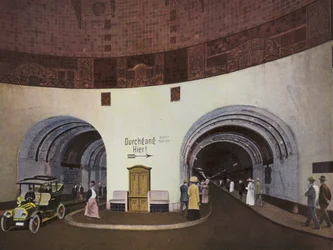 Hamburg: Elbtunnel, built 1908-11, Length 450m, Depth 20m, Cost approx 11 million marks