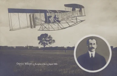 Orville Wright flying his aeroplane in Berlin, August