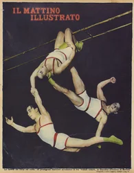 The Flying Brothers, trio of acrobats performing at the Berlin Wintergarten theatre, Germany