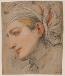 Head of a Young Woman with Headscarf, Profile to the Left