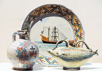 Artefacts on display at Museum of Vietrisi Ceramics, Vietri sul Mare, Campania, Italy