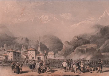 Bivouac of French troops in Susa, Piedmont