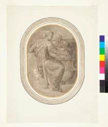 A Sibyl with a Vase and Two Putti