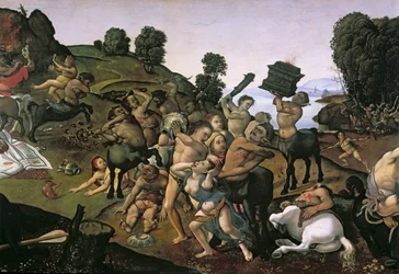 The Fight Between the Lapiths and the Centaurs, detail of Centaurs attacking the Lapiths, c.1490s