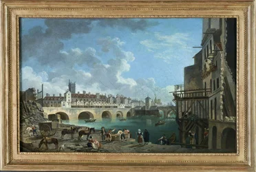 View of the Quai de Gesvres at the Time of the Demolition of the Houses on the Pont au Change, circa 1788