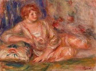 Andrée in Pink, Reclining