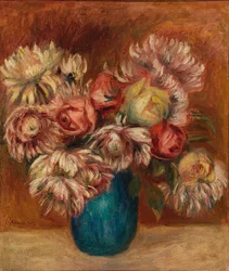 Flowers in a Green Vase