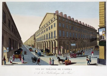 View of the Theatre of the Opera (Comédie Française) and the Library of the King - in “Vues de Paris” by Courvoisier