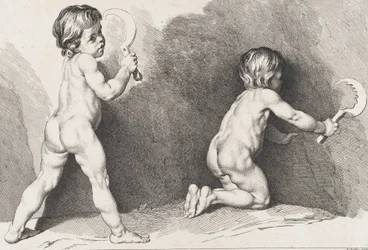 Two Nude Children Standing, from New Book of Children, 1720-60