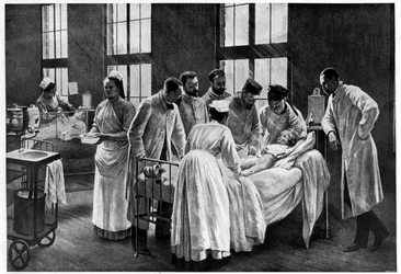 The Croup Cured by Doctor Roux, engraved by E. Buval (colour litho), Brouillet, Pierre Andre (after)