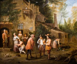 Scene in an Inn Courtyard