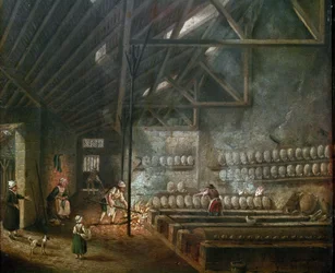 Interior of a pottery workshop (or glass blower) (detail)