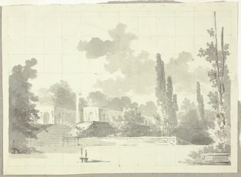 View of the Park at Versailles: Stairway to Terrace with Temple and Column