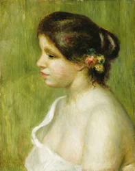 Bust of a Young Girl with Flowers Decorating her Ear