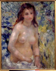 Study of torso, sunlight effect. Painting by Pierre Auguste Renoir