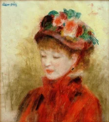 Young woman with a flowered hat