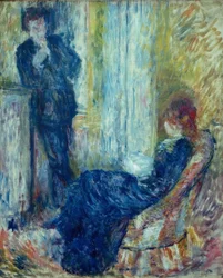 The Conversation. Riviere and Margot. By the Fireplace