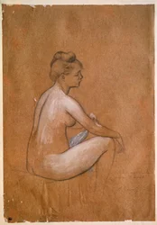 Sitting bather. Painting by Pierre Auguste Renoir