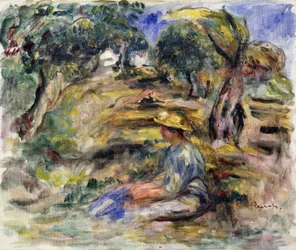 Woman in Blue, Seated