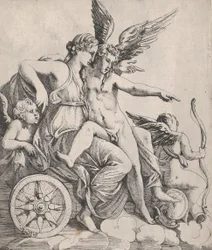 Venus and Cupid on a Chariot