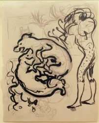 Dogs Playing and a Figure