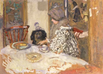 Woman with a Dog at the Table