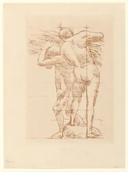 Study of Two Naked Men with a Bundle of Straw