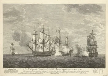 Attack of an English Ship on Three French Ships near Sint Eustatius, 1758