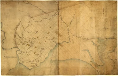 Dotted Line Map of Washington, D.C., 1791, Before Aug. 19th