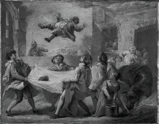 Sancho Panza Being Tossed in a Blanket
