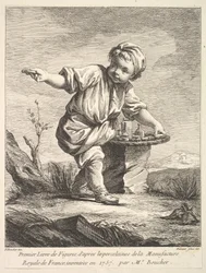 Frontispiece with Little Boy Holding a Basket, from Premier Livre de Figures d